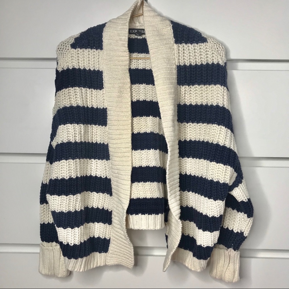 Striped Cable Knit Cardigan